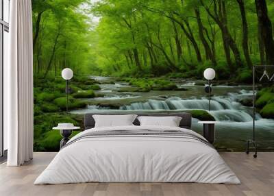 beautiful forest valley Wall mural