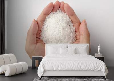 Salty white salt. Coarse salt. Salt grains Wall mural