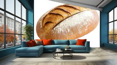 A freshly baked loaf of bread isolated on white background Wall mural