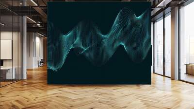 tiny dots blue vector sound wave abstract template background Wall mural