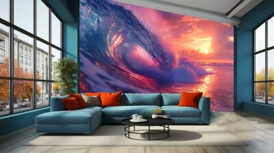 Beautifully colored wave background image Wall mural