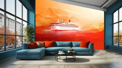 cruise ship at sunset Wall mural