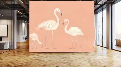 flamingo  on a pink background made by midjeorney Wall mural