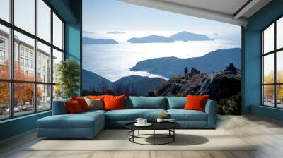 Seascape with the island on a sunny day Wall mural