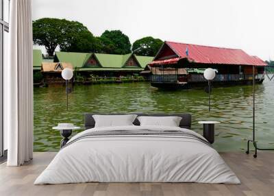 View of the tour boat on the Mekong River in Laos Wall mural