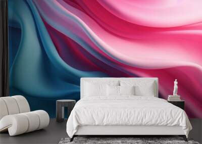 a beautiful abstract vibrant wallpaper, in pink and blues simple smooth, two tone gradients in the style of flowing fabric. generative AI Wall mural