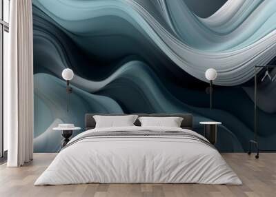 a beautiful abstract vibrant wallpaper in gray and blue, style of flowing fabric. generative AI Wall mural