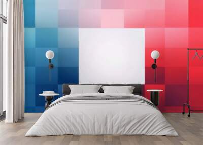 red blue two tone gradient abstract square with a white hue background, vector illustration. generative AI Wall mural