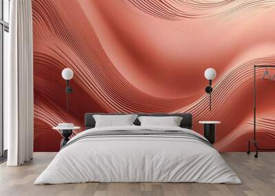 rose gold abstract surface texture, delicate curves wave gradient pattern background. generative AI Wall mural