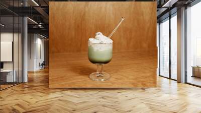 glass of green tea milk Wall mural