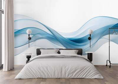 abstract blue wave on transparent background Wall mural