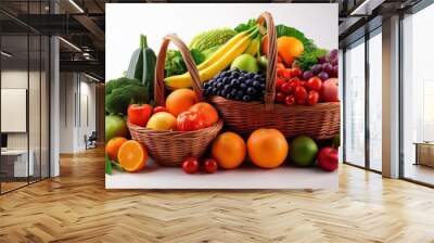 Fresh fruits and vegetables that look delicious in a basket, health food with a health concept, anthocyanin, antioxidants, smart carbohydrates, omega 3, minerals.9 Wall mural