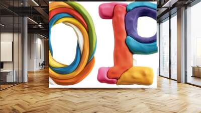 3D clay alphabet O,P isolated on white Wall mural