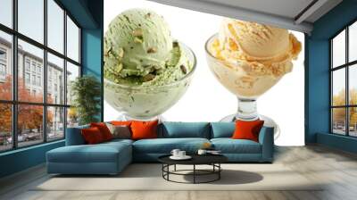 set of ice cream scoop isolated on white Wall mural