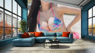 woman in bikini on beach Wall mural