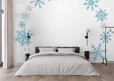 Glitter textured snow crystal illustration. Wall mural