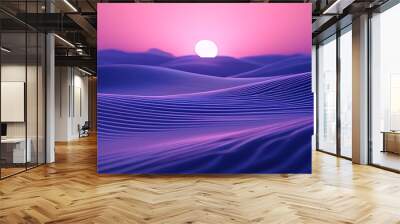 A minimalist 3D rendering featuring a subtle wave pattern with smooth gradients and gentle lighting, creating a calm and refined background perfect for PPT cover pages. Wall mural