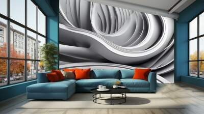 An elegant 3D rendering of an abstract background for PPT covers, with soft curves, light textures, and a monochromatic color scheme, designed for professional and versatile presentations. Wall mural