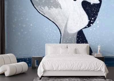 a whale thrashing water with tail Wall mural