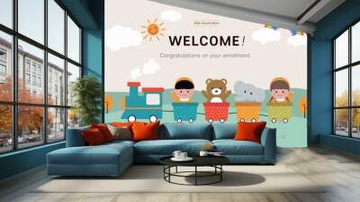 vector flat children illustration background Wall mural