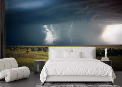 Huge tornado and thunder Wall mural