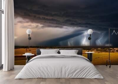 Huge tornado and thunder Wall mural