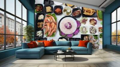 Korean Seafood Restaurant. Korean Style Sashimi Wall mural