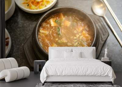 Korean traditional food. Soybean paste stew Wall mural